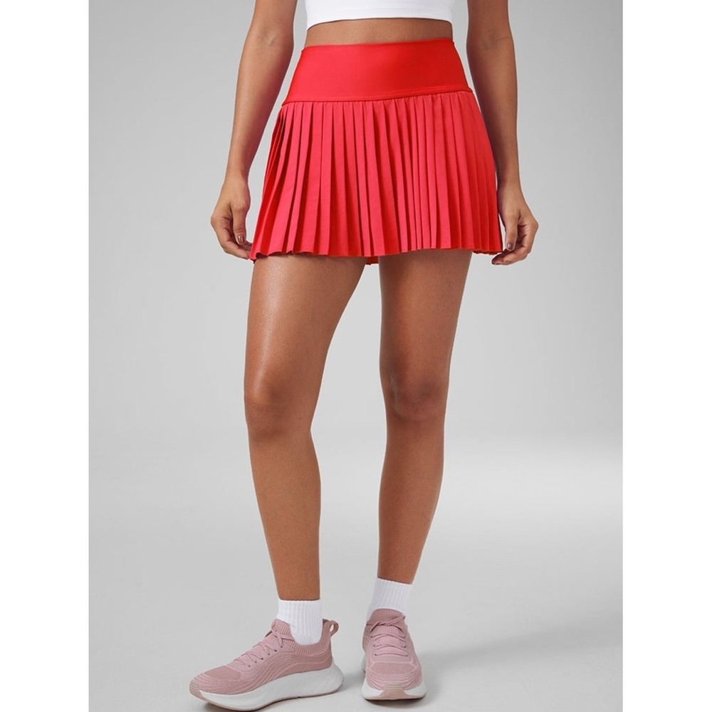 CRZ Yoga Feathery-Fit Pleated Tennis Skort Red High Rise M 8/10‎ NWT